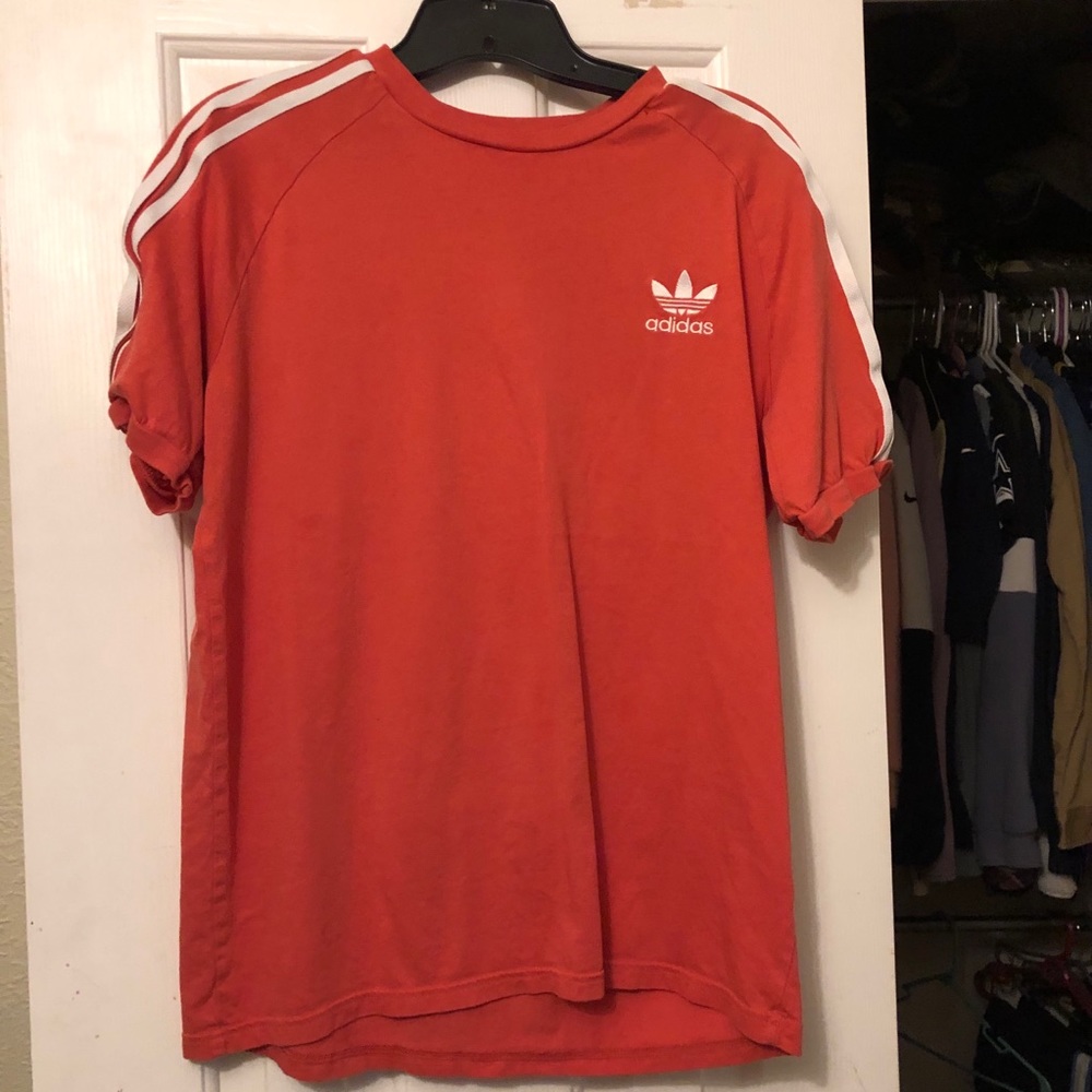 Pink 3- striped girls adidas tee
